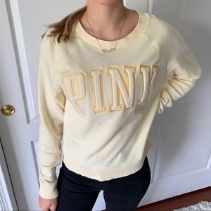 SOLD ON MERCARI ❤️ PINK Victoria’s Secret Yellow Logo Crew